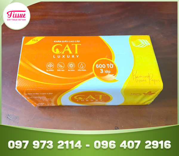 Khăn giấy rút CAT Luxury 600 tờ 3 lớp
